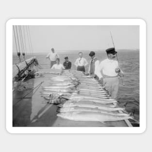 Deep Sea Fishing, 1894. Vintage Photo Sticker